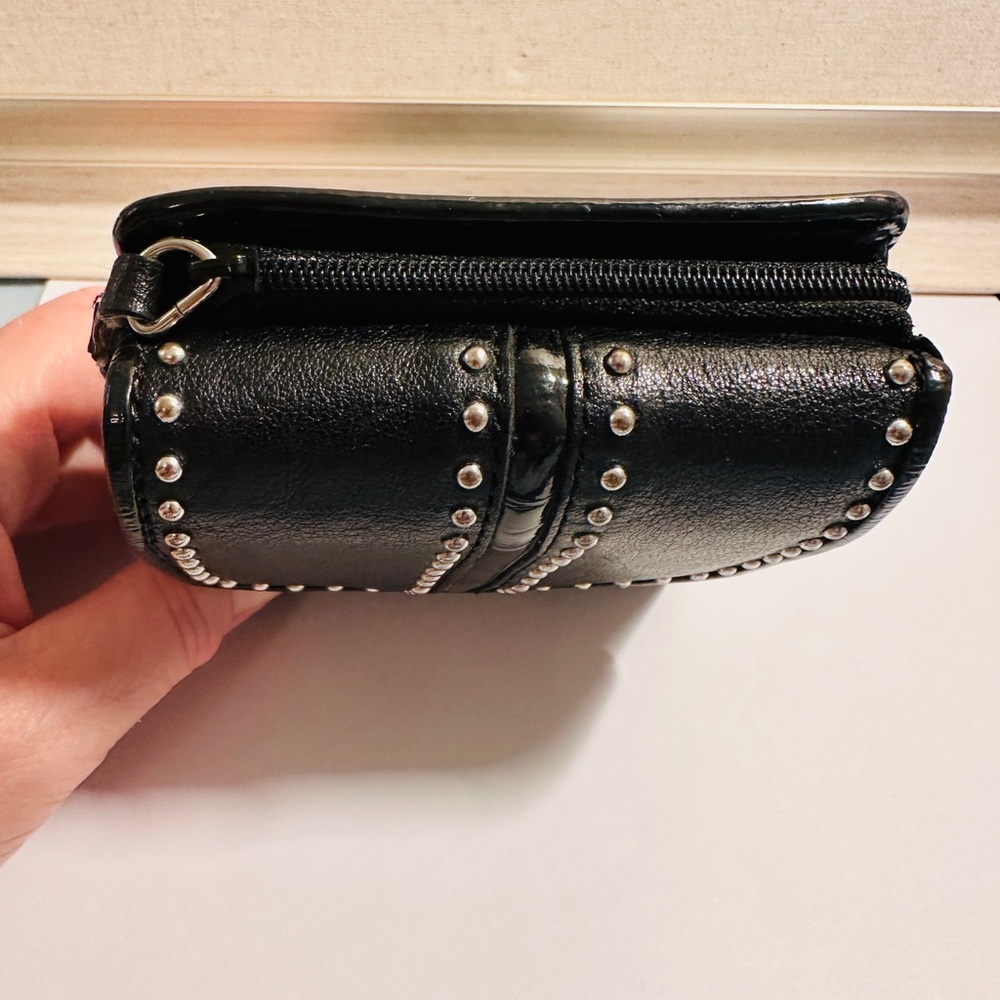 Brighton Black Studded Leather Women's Trifold Wallet - Picture 5 of 12
